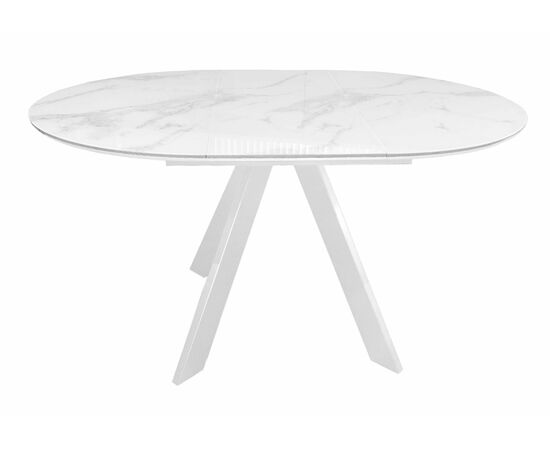 Стол DikLine SFC100 d1000 стекло Оптивайт Белый мрамор/подстолье белое, изображение 2 | Интернет магазин мебели и декора LifeDekor