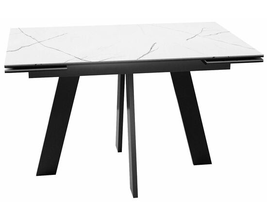 Стол DikLine SKM120 Керамика Белый мрамор/подстолье черное/опоры черные (2 уп.) | Интернет магазин мебели и декора LifeDekor