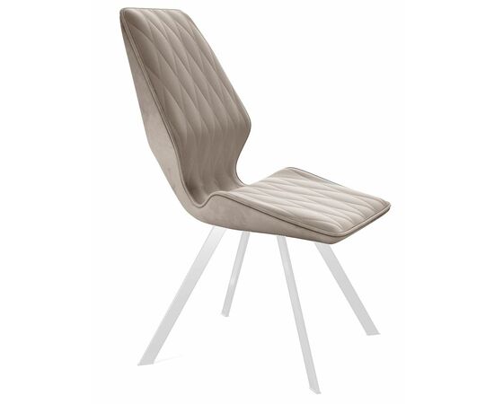 Стул DikLine 243 B03 BEIGE поворотный/ ножки белые, изображение 3 | Интернет магазин мебели и декора LifeDekor