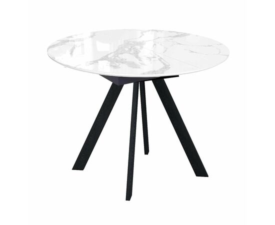 Стол DikLine SFC100 d1000 стекло Оптивайт Белый мрамор/подстолье черное | Интернет магазин мебели и декора LifeDekor