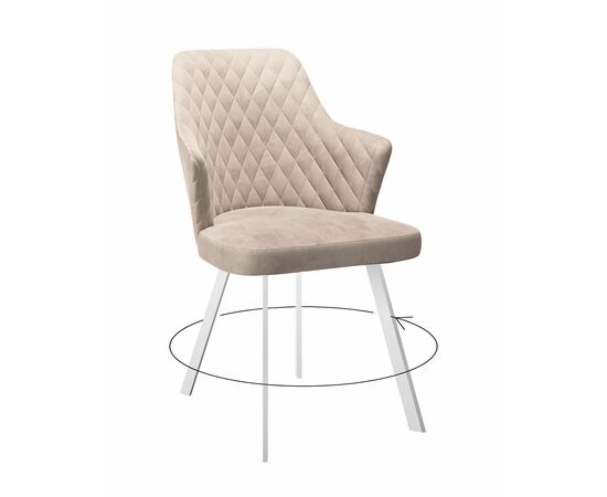 Стул DikLine 245 поворотный, C103 крем, ножки белые | Интернет магазин мебели и декора LifeDekor