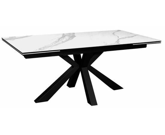 Стол DikLine SFE160 Керамика Белый мрамор/подстолье черное/опоры черные (2 уп.) | Интернет магазин мебели и декора LifeDekor