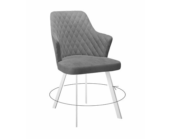 Стул DikLine 245 поворотный, C56 серый, ножки белые | Интернет магазин мебели и декора LifeDekor