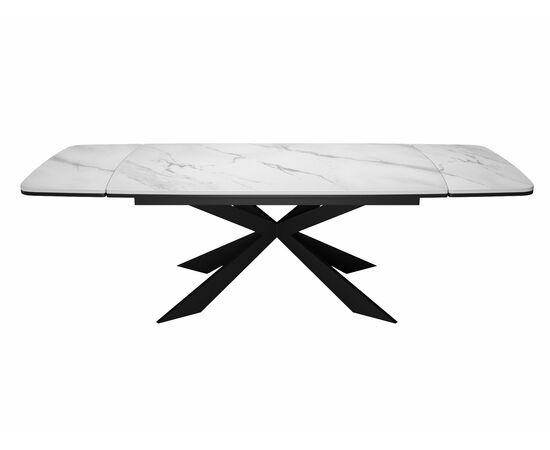 Стол DikLine KM160 мрамор С41 (керамика белая)/опоры черные, изображение 2 | Интернет магазин мебели и декора LifeDekor