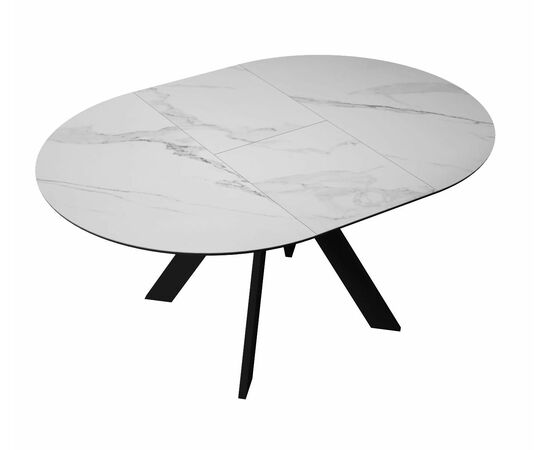 Стол DikLine SKC100 d1000 Керамика Белый мрамор/подстолье черное/опоры черные, изображение 5 | Интернет магазин мебели и декора LifeDekor