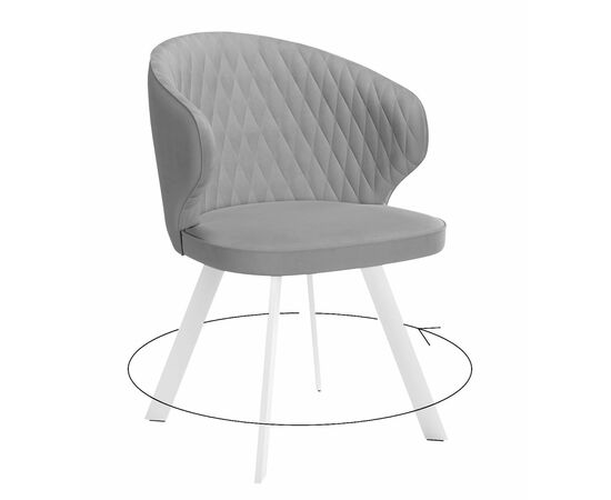Стул DikLine 249 поворотный, B22 GREY, ножки белые | Интернет магазин мебели и декора LifeDekor