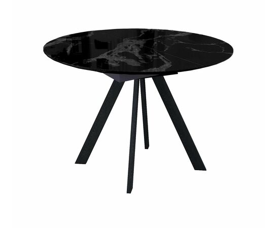 Стол DikLine SFC110 d1100 стекло Оптивайт Черный мрамор/подстолье черное/опоры черные | Интернет магазин мебели и декора LifeDekor