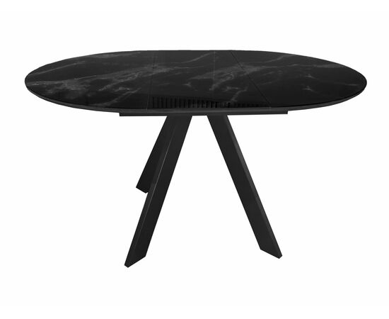 Стол DikLine SFC110 d1100 стекло Оптивайт Черный мрамор/подстолье черное/опоры черные, изображение 2 | Интернет магазин мебели и декора LifeDekor