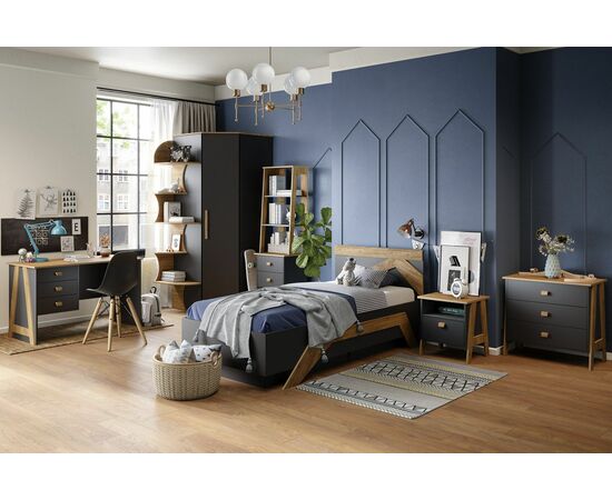 Стеллаж «Скандинавия» 2Я КМК 0905.19, Антрацит/ дуб наварра, изображение 5 | Интернет магазин мебели и декора LifeDekor