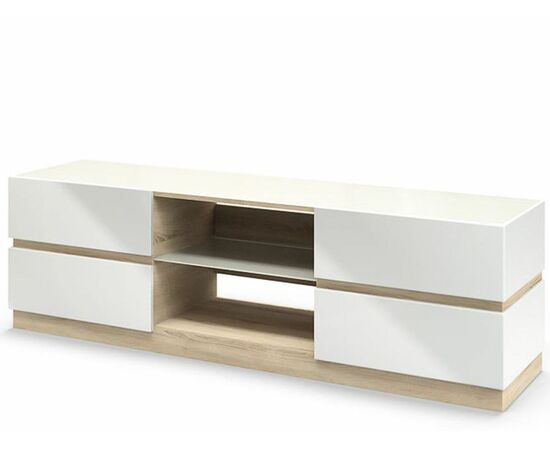 Тумба под ТВ «Хилтон» КМК 0651.20, Дуб сонома/Белый глянец, изображение 2 | Интернет магазин мебели и декора LifeDekor