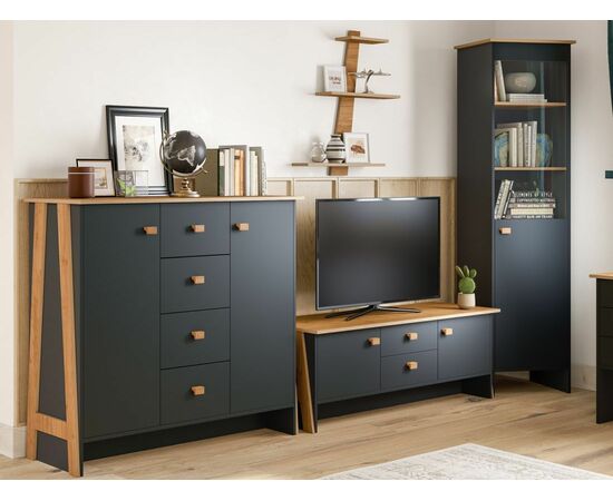 Тумба под ТВ «Скандинавия 2Я2Д» КМК 0905.23, Антрацит/ дуб наварра, изображение 6 | Интернет магазин мебели и декора LifeDekor