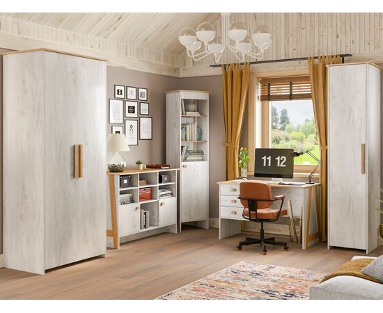 Шкаф «Скандинавия 1Д» КМК 0905.5, Бетон пайн светлый/ дуб наварра, изображение 5 | Интернет магазин мебели и декора LifeDekor