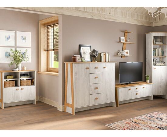 Тумба «Скандинавия 2Д 1» КМК 0905.32, Бетон пайн светлый/ дуб наварра, изображение 5 | Интернет магазин мебели и декора LifeDekor