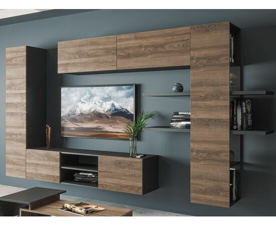 Стенка «Альда», черный/ Дуб велингтон, изображение 2 | Интернет магазин мебели и декора LifeDekor