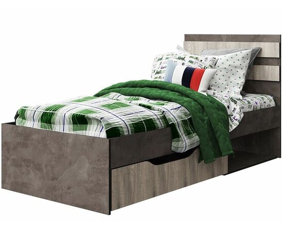 Кровать «Лондон 900» КМК 0467.18, Оникс/Бетон пайн светлый, изображение 2 | Интернет магазин мебели и декора LifeDekor