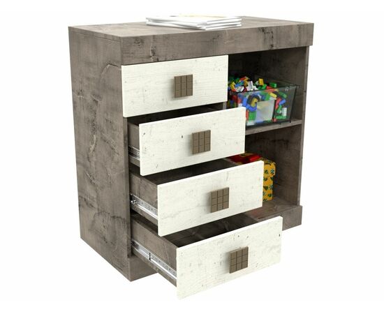 Комод «Лондон 1Д4Я» КМК 0467.13, Оникс/Бетон пайн светлый, изображение 4 | Интернет магазин мебели и декора LifeDekor