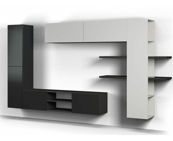 Полка «Альда» КМК 0782.10, черный/белый глянец, изображение 3 | Интернет магазин мебели и декора LifeDekor