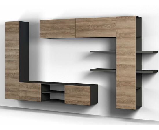 Шкаф навесной «Альда 2Д» КМК 0782.2, черный/дуб велингтон, изображение 3 | Интернет магазин мебели и декора LifeDekor