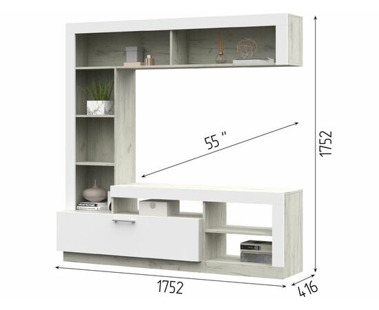 Стенка «Гавана», Софт вайт/Дуб крафт белый, изображение 4 | Интернет магазин мебели и декора LifeDekor