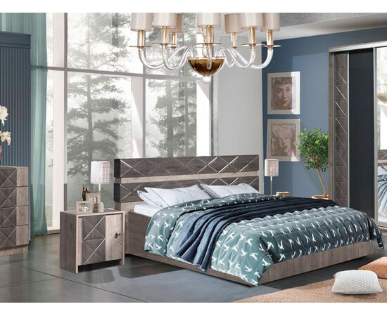 Кровать «Монако-1 1600» (п/м) КМК 0673.3, Сосна натуральная/Дуб шале графит, изображение 3 | Интернет магазин мебели и декора LifeDekor