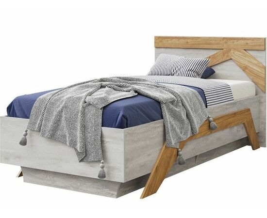Кровать «Скандинавия 900» КМК 0905.2, Бетон пайн светлый/ дуб наварра, изображение 2 | Интернет магазин мебели и декора LifeDekor