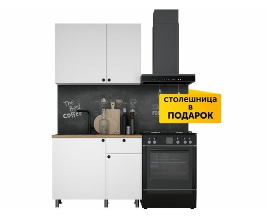 Кухонный гарнитур «Ева» 100см, Белый шагрень (дуб классический), изображение 2 | Интернет магазин мебели и декора LifeDekor