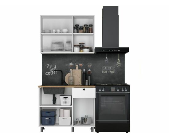 Кухонный гарнитур «Ева» 100см, Белый шагрень (дуб классический), изображение 4 | Интернет магазин мебели и декора LifeDekor