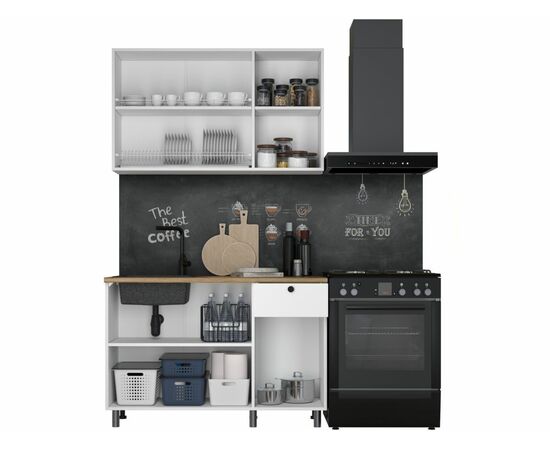 Кухонный гарнитур «Ева» 120см, Белый шагрень (дуб классический), изображение 5 | Интернет магазин мебели и декора LifeDekor