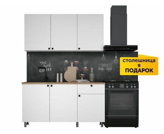 Кухонный гарнитур «Ева» 150см, Белый шагрень (дуб классический), изображение 3 | Интернет магазин мебели и декора LifeDekor