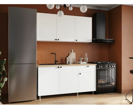 Кухонный гарнитур «Ева» 150см, Белый шагрень (дуб классический), изображение 6 | Интернет магазин мебели и декора LifeDekor