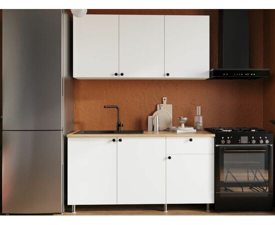 Кухонный гарнитур «Ева» 150см, Белый шагрень (дуб классический), изображение 7 | Интернет магазин мебели и декора LifeDekor