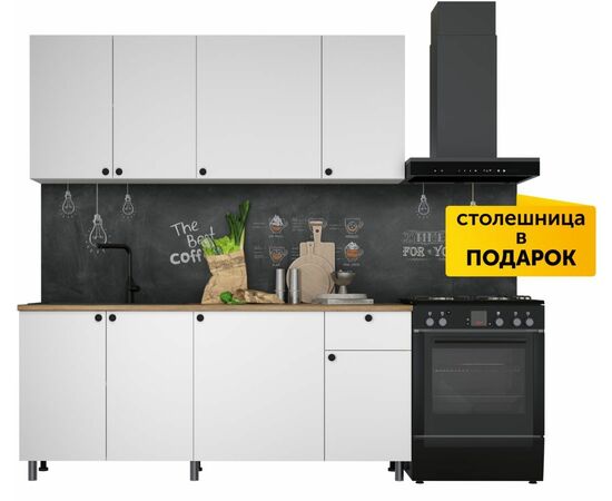 Кухонный гарнитур «Ева» 180см, Белый шагрень (дуб классический), изображение 2 | Интернет магазин мебели и декора LifeDekor