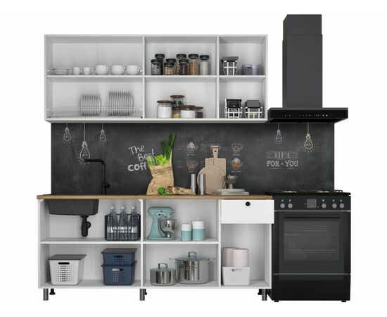 Кухонный гарнитур «Ева» 180см, Белый шагрень (дуб классический), изображение 4 | Интернет магазин мебели и декора LifeDekor