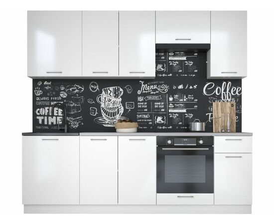 Кухонный гарнитур «Ника» Глосс 2,4м с вытяжкой, Белый глянец, изображение 2 | Интернет магазин мебели и декора LifeDekor