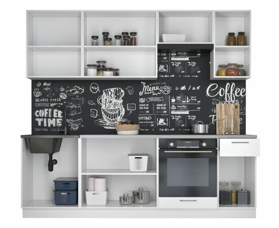 Кухонный гарнитур «Ника» Глосс 2,4м с вытяжкой, Белый глянец, изображение 3 | Интернет магазин мебели и декора LifeDekor