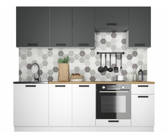 Кухонный гарнитур «Ника» Нео 2,4м с вытяжкой, Антрацит/Белый, изображение 2 | Интернет магазин мебели и декора LifeDekor