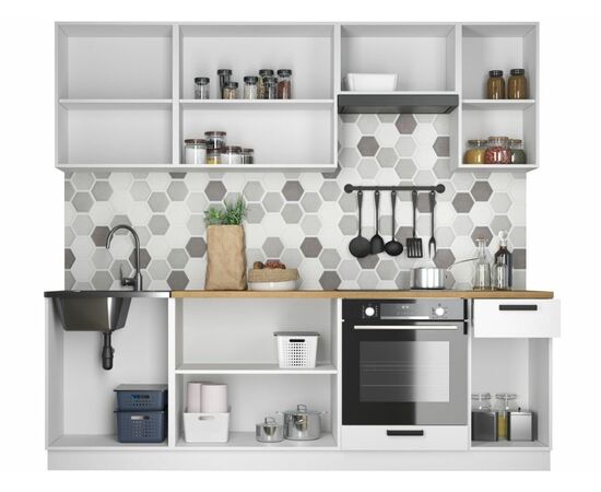 Кухонный гарнитур «Ника» Нео 2,4м с вытяжкой, Антрацит/Белый, изображение 3 | Интернет магазин мебели и декора LifeDekor