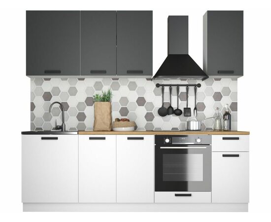 Кухонный гарнитур «Ника» Нео 2,4м, Антрацит/Белый, изображение 2 | Интернет магазин мебели и декора LifeDekor