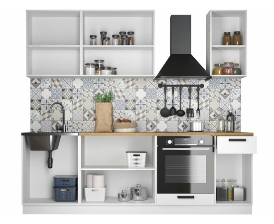 Кухонный гарнитур «Ника» Нео 2,4м, Ателье светлый/Белый, изображение 3 | Интернет магазин мебели и декора LifeDekor