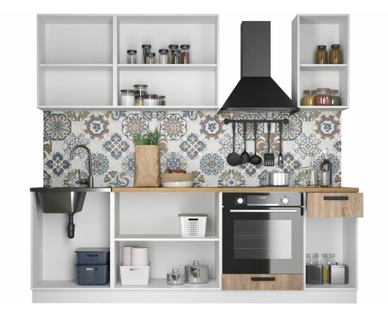 Кухонный гарнитур «Ника» Нео 2,4м, Белый/Дуб сонома, изображение 3 | Интернет магазин мебели и декора LifeDekor