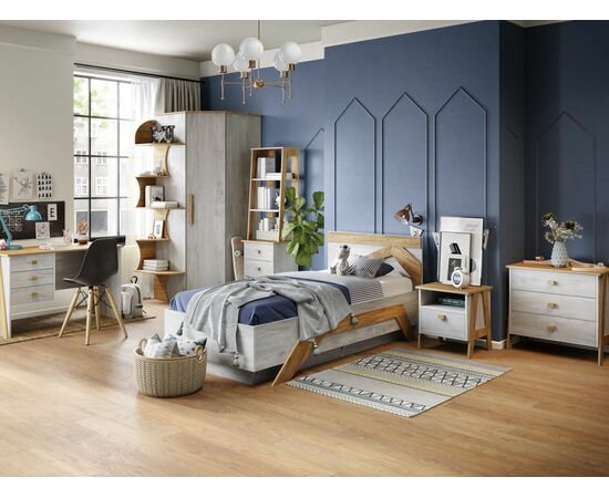 Кровать «Скандинавия 900» КМК 0905.2, Бетон пайн светлый/ дуб наварра, изображение 4 | Интернет магазин мебели и декора LifeDekor