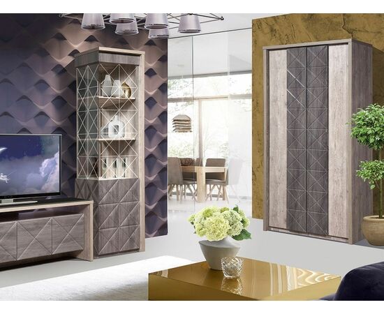 Шкаф «Монако» KMK 0673.20, Сосна натуральная/Дуб шале графит, изображение 4 | Интернет магазин мебели и декора LifeDekor