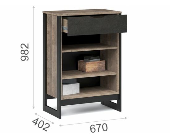 Прихожая «Стокгольм», Дуб гранж песочный/железный камень, изображение 5 | Интернет магазин мебели и декора LifeDekor