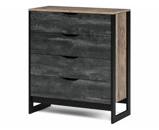 Комод «Стокгольм» 4ящ, Дуб гранж песочный/Железный камень, изображение 2 | Интернет магазин мебели и декора LifeDekor