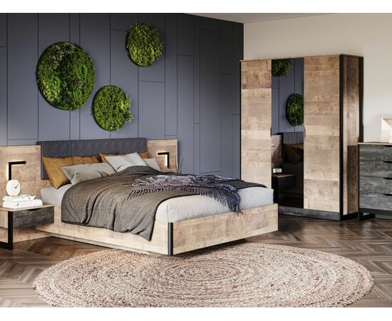 Кровать «Стокгольм» 140 МИ без основания под матрас, Дуб гранж песочный, изображение 7 | Интернет магазин мебели и декора LifeDekor