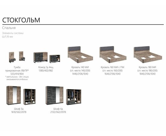 Кровать «Стокгольм» 160 МИ без основания под матрас, Дуб гранж песочный, изображение 13 | Интернет магазин мебели и декора LifeDekor