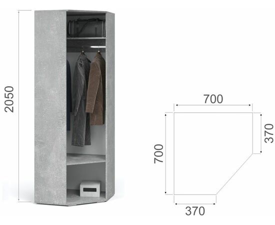 Прихожая «Виола» угловая, Ателье светлый/белый, изображение 5 | Интернет магазин мебели и декора LifeDekor