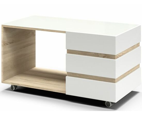 Стол «Хилтон» КМК 0651.25, Дуб сонома/Белый глянец | Интернет магазин мебели и декора LifeDekor