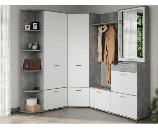 Прихожая «Виола» угловая, Ателье светлый/белый | Интернет магазин мебели и декора LifeDekor