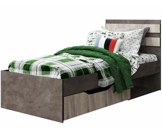 Кровать «Лондон 900» КМК 0467.18, Оникс/Бетон пайн светлый | Интернет магазин мебели и декора LifeDekor